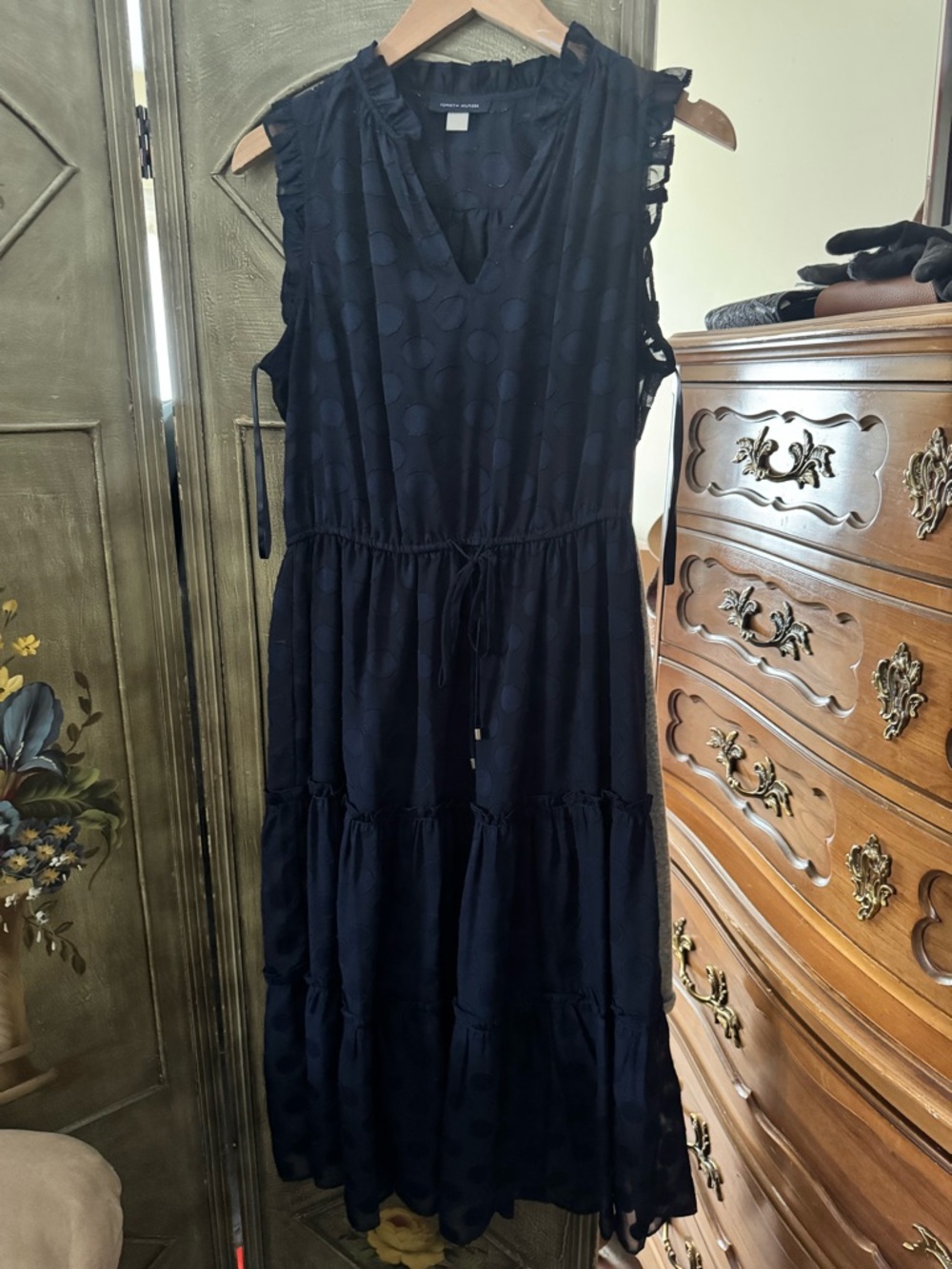 Tommy Hilfiger Navy Sleeveless Dot Tiered Maxi Dress